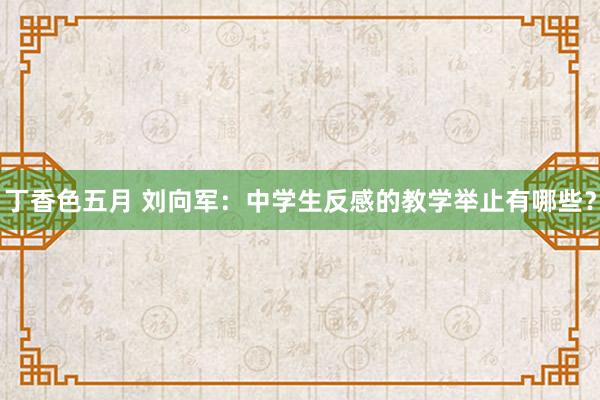 丁香色五月 刘向军：中学生反感的教学举止有哪些？