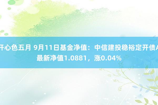 开心色五月 9月11日基金净值：中信建投稳裕定开债A最新净值1.0881，涨0.04%