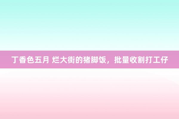 丁香色五月 烂大街的猪脚饭，批量收割打工仔