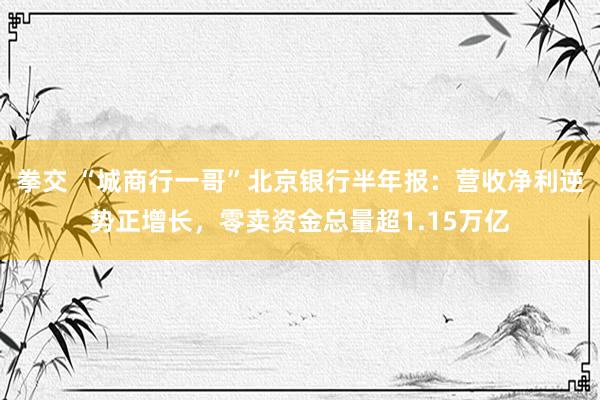 拳交 “城商行一哥”北京银行半年报：营收净利逆势正增长，零卖资金总量超1.15万亿