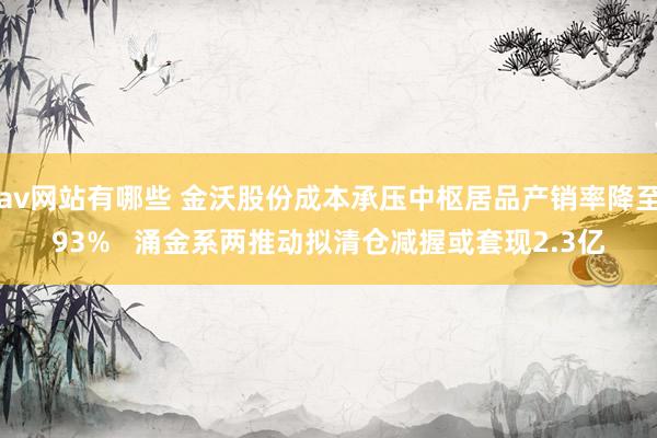 av网站有哪些 金沃股份成本承压中枢居品产销率降至93%   涌金系两推动拟清仓减握或套现2.3亿