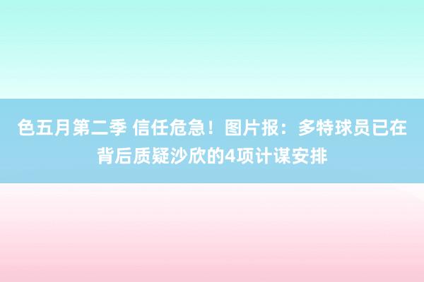 色五月第二季 信任危急！图片报：多特球员已在背后质疑沙欣的4项计谋安排