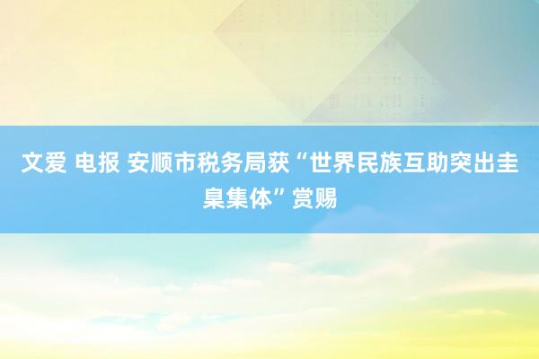 文爱 电报 安顺市税务局获“世界民族互助突出圭臬集体”赏赐