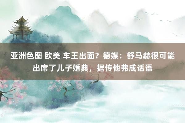 亚洲色图 欧美 车王出面？德媒：舒马赫很可能出席了儿子婚典，据传他弗成话语