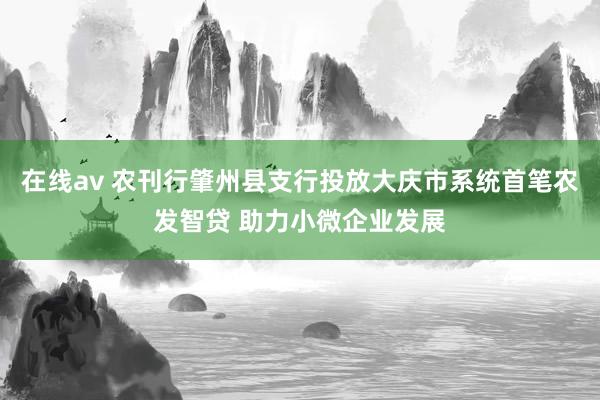 在线av 农刊行肇州县支行投放大庆市系统首笔农发智贷 助力小微企业发展