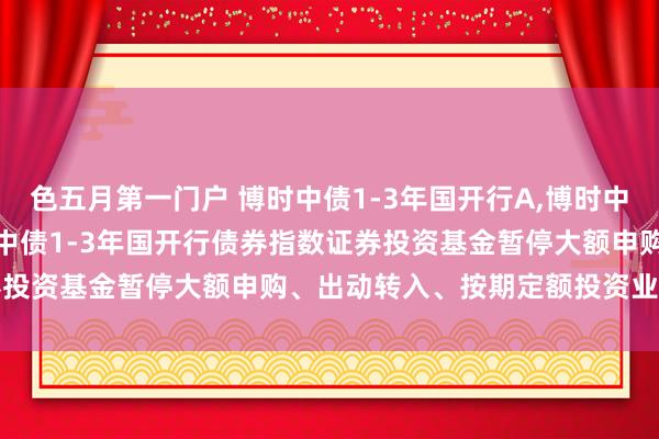 色五月第一门户 博时中债1-3年国开行A，博时中债1-3年国开行C: 博时中债1-3年国开行债券指数证券投资基金暂停大额申购、出动转入、按期定额投资业务的公告