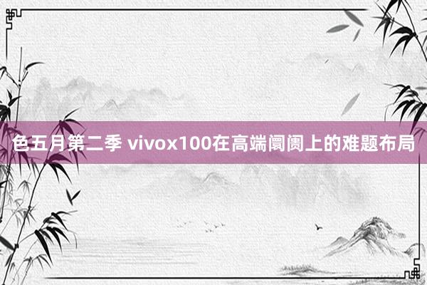 色五月第二季 vivox100在高端阛阓上的难题布局