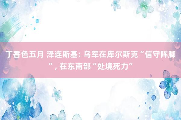 丁香色五月 泽连斯基: 乌军在库尔斯克“信守阵脚”， 在东南部“处境死力”