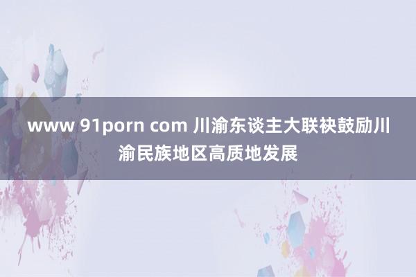 www 91porn com 川渝东谈主大联袂鼓励川渝民族地区高质地发展