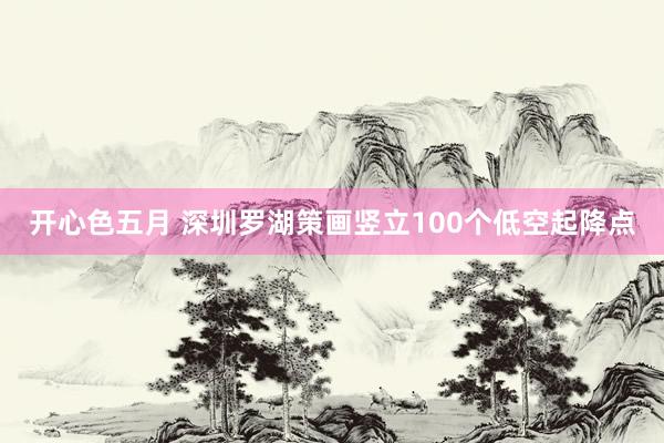 开心色五月 深圳罗湖策画竖立100个低空起降点