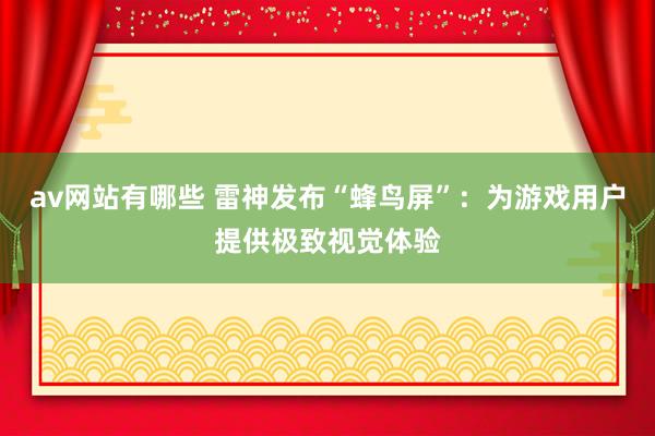 av网站有哪些 雷神发布“蜂鸟屏”：为游戏用户提供极致视觉体验