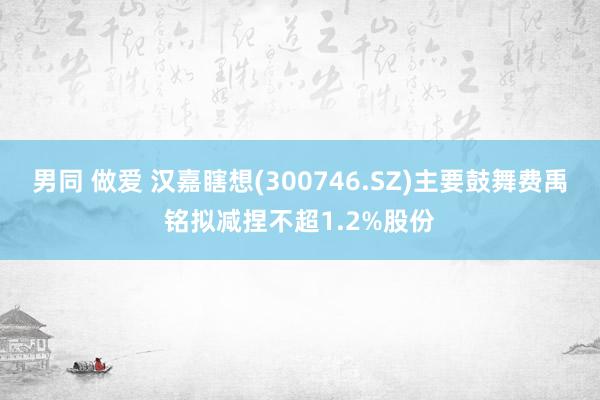 男同 做爱 汉嘉瞎想(300746.SZ)主要鼓舞费禹铭拟减捏不超1.2%股份