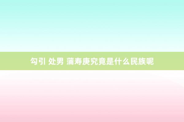 勾引 处男 蒲寿庚究竟是什么民族呢