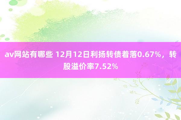 av网站有哪些 12月12日利扬转债着落0.67%，转股溢价率7.52%