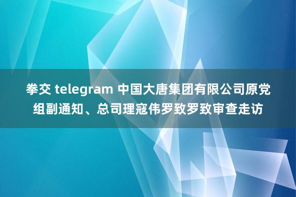 拳交 telegram 中国大唐集团有限公司原党组副通知、总司理寇伟罗致罗致审查走访